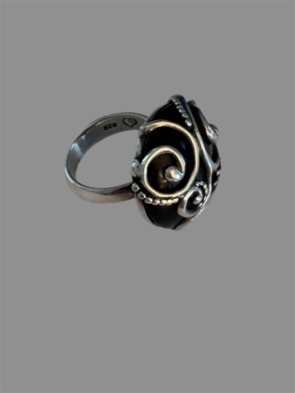 Brighton ornate black swirl vintage 6 Size Sterling silver .925 ring w/ TIN